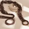 Estilo Étnico Retro Tejido con Cuentas de Madera Cuerda de Cáñamo Círculo Geométrico Cadena para la Cintura Personalidad Nicho Temperamento Alto Sentido Cinturón para Mujer