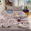 Nuevo juego de cuatro piezas de colcha de verano de gasa con volantes 100% algodón clase A, adecuado para uso en verano con aire acondicionado, disponible para transmisión en vivo, dropshipping y distribución