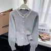 Estilo Coreano Otoño e Invierno Nuevo Suéter Pesado con Incrustaciones de Diamantes para Mujer Cardigan de Punto Estilo Chanel Chaqueta Holgada Versátil Elegante