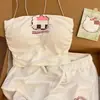 Comércio Exterior Verão Novo Estilo Shorts com Suspensório Pijama para Mulheres Doce Laço Renda Acabamento Roupa de Casa Sexy Conjunto