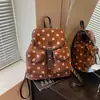 Mochila de Estilo Coreano Ins Retro de Lunares para Mujer Diseño de Nicho Bolsa con Cordón Estilo Funda Mochila Escolar para Estudiante Universitario Mochila de Viaje