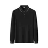 Camisa Polo de Manga Larga de Seda de Morera de Alta Gama Bicolor para Primavera y Otoño, Personalizada para Equipos Corporativos, Top de Color Sólido con Logo Impreso o Bordado