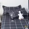 Sábana de una pieza invierno funda de edredón individual 1.5 metros dormitorio estudiantil estilo ins algodón lavado con agua pura funda de almohada individual juego de tres piezas