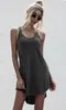 Primavera/Verão 2026 Ebay Amazon Venda Quente Cor Sólida Gola U Sem Mangas Costas Nadador Vestido Saia Curta 5343