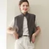 Chaleco de Punto sin Mangas con Cuello Alto de Cachemira para Mujer, Nuevo Diseño Otoño 2026 con Suéter de Doble Cremallera