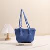 Moda Tassel Shoulder Algodão Tecido Bolsa Nova All-match Cor Sólida Palha Tecido Bolsa Estilo Férias Praia Bolsa Casual Bolsa Feminina