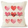 Nueva Funda de Almohada Cuadros Rosa Amor San Valentín Decoración Sofá Hogar Funda de Almohada Cruzada Lino Funda de Cojín