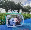 Bolsa de Passeio para Boneca de Algodão 20cm40cm50cm Bolsa à Prova de Poeira de PVC Transparente Bolsa de Exibição Suporte de Arame de Aço Bolsa de Armazenamento