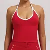 Top de Yoga Cruzado con Cuello Halter y Sensación de Segunda Piel, Espalda Descubierta con Cuello Halter, Sujetador Deportivo Ajustado, Sujetador para Pilates, Running y Fitness para Mujer