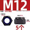 Tuerca de seguridad de acero inoxidable 304 negra, tapa hexagonal de nylon anti-deslizante para tornillo M4M5M6M8M10