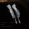 Brincos femininos de estilo frio com borla de borboleta e zircônia incrustada em diamantes e sem orelhas, clipe de osso de orelha, brincos personalizados da moda, atacado