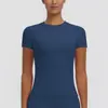 Nueva camiseta cruzada de ajuste ceñido de secado rápido, ropa de yoga, top de fitness ajustado, casual deportivo al aire libre de manga corta para mujer