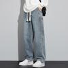 Pantalones vaqueros holgados de pierna recta para primavera, verano y otoño de 2025, estilo americano para hombre, marca de moda urbana, pantalones largos casuales de pierna ancha.