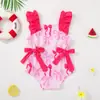 Traje de baño de una pieza de nuevo estilo para bebés, Traje de baño de una pieza para niñas pequeñas, Traje de baño transfronterizo de doble tirante para aguas termales con lazo