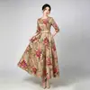 Vestido de Noche Transfronterizo Europeo y Americano con Estampado Floral y Dobladillo Amplio, Ropa de Alta Gama para Madres, Vestido para Banquetes de Boda, Adecuado para el Uso Diario y Fiestas
