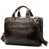 Venta Directa Transfronteriza Maletín de Cuero Genuino para Hombre Piel de Vaca de Primera Capa Bolso de Mano Casual Retro Gran Capacidad Bolsa para Laptop de 14 pulgadas