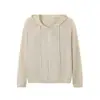 Moletom feminino com zíper e capuz "sem costura" 100% cânhamo, top feminino da moda para outono/inverno com toque texturizado