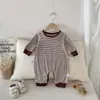 Mono de Primavera y Otoño Estilo Coreano sin Huesos de Manga Larga para Bebés, Niños y Niñas, Mono Exterior a Rayas