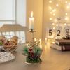 Castiçal de Natal de Ferro Dourado Pinha Decoração de Mesa para Janela Decoração de Natal Arranjo de Atmosfera Bandeja de Vela