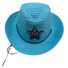 Chapéu de Verão Coreano Ocidental Estilo Cowboy para Bebê Chapéu de Palha Infantil Meninos e Meninas Proteção Solar Coreana Chapéu de Praia