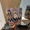 Bolsa Saco Boêmia Tendência para Mulheres 2026 Nova Estilo Étnico Ins Bolsa de Ombro Tecida para Mulheres