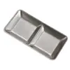Plato pequeño para salsa de barbacoa retro con compartimentos, Plato para condimentos de acero inoxidable con dos compartimentos, Plato de salsa de tres compartimentos estilo coreano, Plato compartimental para condimentos