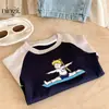 Camiseta de Dibujos Animados para Niñas, Estilo Nuevo, Versátil y Elegante, Camiseta Básica Casual Linda para Primavera y Otoño