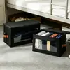 Caja de almacenamiento de tela plegable para ropa con ventana visible para dormitorio, caja de almacenamiento a prueba de polvo de gran capacidad con tapa