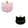 Transfronteiriço Novo Rosa Preto Coroa Gato Filme de Alumínio Balão Forma de Cabeça de Gato Menina Decoração de Festa de Aniversário Balão