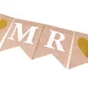 Decoración de Fiesta de Bodas Mrmrs Guirnalda Corazón Dorado Bandera Cola de Golondrina Bandera Colgante