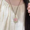 Nuevo Collar Rosa de Loto Estilo Chino para Mujer, Colgante de Loto Filigrana en Relieve Cadena para Suéter, Regalo de San Valentín