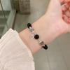 Pulseira Feminina Coroa de Contas Pretas Lua Cinza Natural Joias Estilo Retrô Simples Estilo Novo