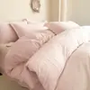 Juego de Cuatro Piezas de Terciopelo de Leche Engrosado Grado A Color Púrpura Taro con Funda Nórdica de Forro Polar de Coral Estampado Tridimensional por Ambos Lados para Ropa de Cama de Otoño e Invierno
