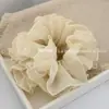 Scrunchie de Gaze Macia Estilo Coreano de Quatro Camadas com Babados, Suave e Doce, com Pregas Grandes para Adicionar Volume, Acessório de Cabelo, Elástico para Rabo de Cavalo