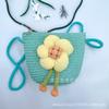 Bolsa de Concha Hecha a Mano con Flores de Dibujos Animados Transfronteriza, Bolsa Tejida de Girasol para Niños, Bolso de Paja Casual para Hombro de Viaje