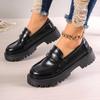 Mocasines de Otoño Nuevos Transfronterizos, Zapatos de Mujer Cómodos y Casuales Estilo Británico, Tacones Gruesos, Suelas Gruesas, Zapatos de Mujer Retro Talla Grande