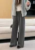 Pantalones casuales de pierna recta con lunares estilo perezoso para mujer, invierno, más terciopelo, talla grande, chicas con sobrepeso, cintura alta, adelgazantes, holgados, de pierna ancha