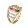 Serie Arco Iris Europeo y Americano AliExpress Transfronterizo Color Anillo de Circonita Cuadrada Anillo Joyería de Alta Gama Venta al por Mayor