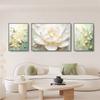 Pintura Decorativa para Sala de Estar Estilo Creme Senso Avançado Sofá Parede de Fundo Pintura Pendurada Flores Florescendo Rico Tríptico Mural Pequeno Fresco