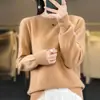 Novo suéter simples de cor sólida com gola redonda estilo coreano para outono e inverno, blusa quente de malha de manga comprida para mulheres