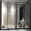 Ducha Grande en Forma de T de Acero Inoxidable, Baño Sencillo de Vidrio Templado Gris con Ducha de Puerta Corredera Extremadamente Estrecha