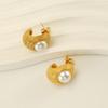 Pendientes de acero inoxidable transfronterizos chapados en oro de 18 quilates con diseño sencillo y moderno, de acero de titanio, ligeros, de lujo, al por mayor para mujer.