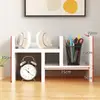 Rack de Armazenamento de Mesa Simples para Dormitório Branco Estante Simples Combinação de Mesa de Madeira Criativa Rack de Armazenamento de Gabinete