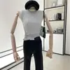 2022 Camisola Feminina Primavera Nova Chegada Versátil Slim Fit Emagrecedora Camisa Base Manga Curta Camiseta Top Interno