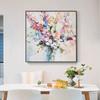 Pintura al óleo de Dafen, fondo de sofá para sala de estar, pintura decorativa de pared, pintura abstracta de flores para restaurante, pintura colgante con textura, mural cuadrado