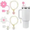 (2+2) Cubierta de Popote de Flor para Accesorios de Taza Stanley 10 mm Silicona Reutilizable