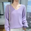 Nuevo suéter de cachemira de visón para otoño e invierno, estilo holgado y casual, jersey sencillo para mujer, suéter de punto de cachemira talla grande