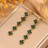 Pulseira de Trevo de Quatro Folhas com Pedras Totais de Alta Versão Moda Transfronteiriça para Meninas, Luxo Acessível e Pulseira de Flor de Aço Titânio Estilo Ins de Alta Qualidade