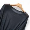 Viene con Huecos Ligeramente Transparentes y Acentos, Camiseta de Punto Versátil Casual de Verano con Protección Solar de Manga Larga para Mujer