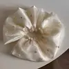 Nuevo Scrunchie Grande de Malla con Perlas de Doble Capa para Mujer, Estilo Francés, Gama Alta, Lujo Ligero, Accesorio para el Cabello Retro